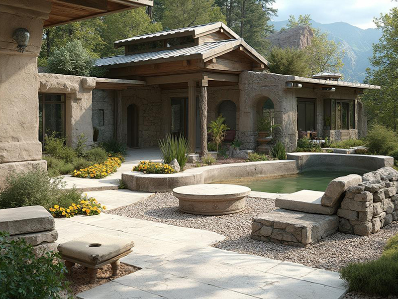 Двор с облицовкой из дагестанского камня