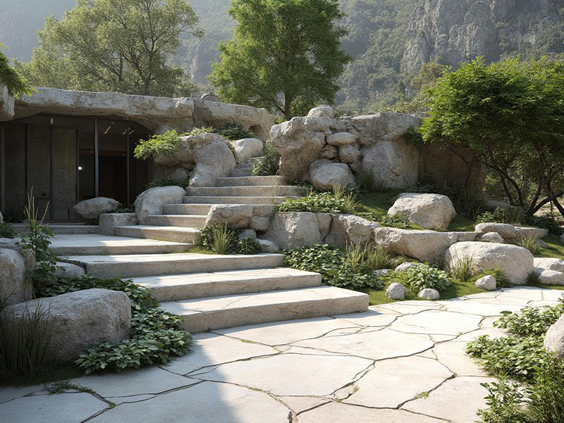 Лестница и дорожка из дагестанского камня