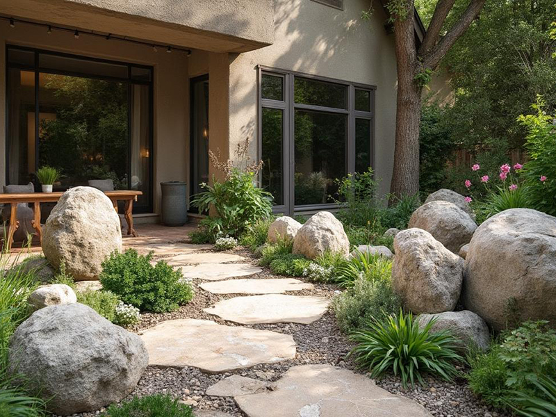 Валуны у входа в дом